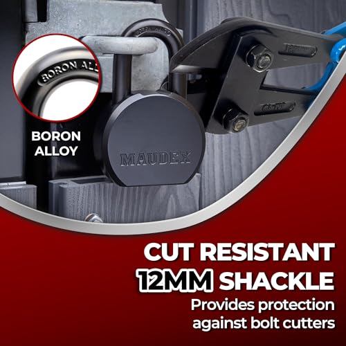 Image of Maudex PML65 Professional Grade Padlock - High Security with Boron Alloy Shackle, All-Weather Protection, 5 Brass Keys. for Storage Units, Gates & Commercial Security