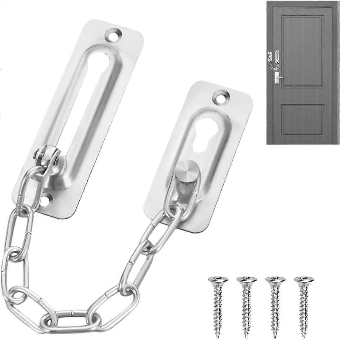 Joyhappst Image Color (Silver) Door Chain, Security Lock, Door Lock, Door Lock Chain, Front Door Curtain Chain, Security Chain For Door, Security Lock