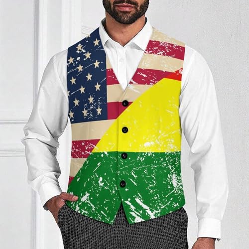 U.S. And Bolivian Vintage Flag Trendy Vest Suit for Men V Neck Formal Dress Waistcoat Vests Business Slim Fit4