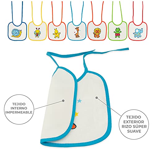 Duffi Baby 5149-00 Slabbetjes, bedrukt, met lussen van EVA, 7-delig, 20 x 20 cm, verschillende kleuren, uniseks - Image 4