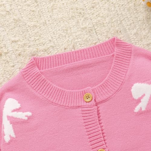 Girls Cardigan Sweater Long Sleeve Clothes Floral Bow Button Tops Outfits Girl Winter Fall Clothing4