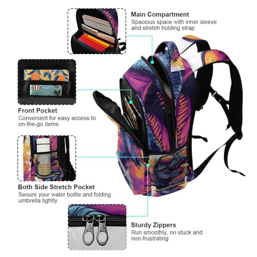 Tyrannosaurus Rex Dinosaur Backpack 3rd 4th 5th Grade School Bookbag Travel Laptop Daypack Bag for Boys Girls4