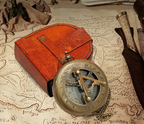 Brújula de Latón Vintage Hecha a Mano con Estuche de Cuero miniatura 6