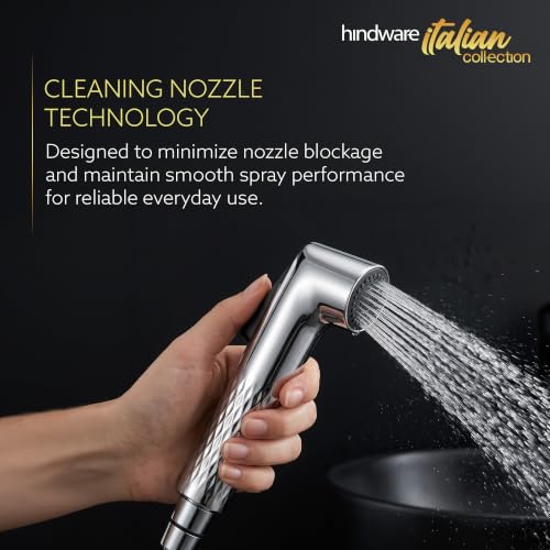 Image of Hindware ABS Health Faucet with 1.2m SS Flexible Hose | Durable ABS Body | Ergonomic Jet Spray with Smooth Trigger | Corrosion-Resistant Hose | for Personal Hygiene & Toilet Cleaning