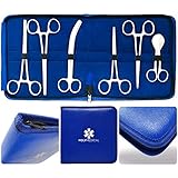 Veterinarian Student's Umbilical Cord Scissor Kit - 7 Pieces Total. High Grade Stainless Steel Instruments Perfect for Anatomy, Biology and Veterinary Students - by Poly Medical.