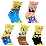 AWEHIRU PoiLee 5 Pairs Womens Cartoon Funny Cute Cotton Socks Colorful Anime Character Novelty Dress Crew Socks