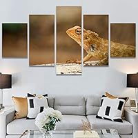 SIGNWIN 5 Panel Canvas Wall Art Alligators Closeup Dramatic Expressionism Hallway Minimalist Multicolor for Home Decorations Ready to Hang - 60