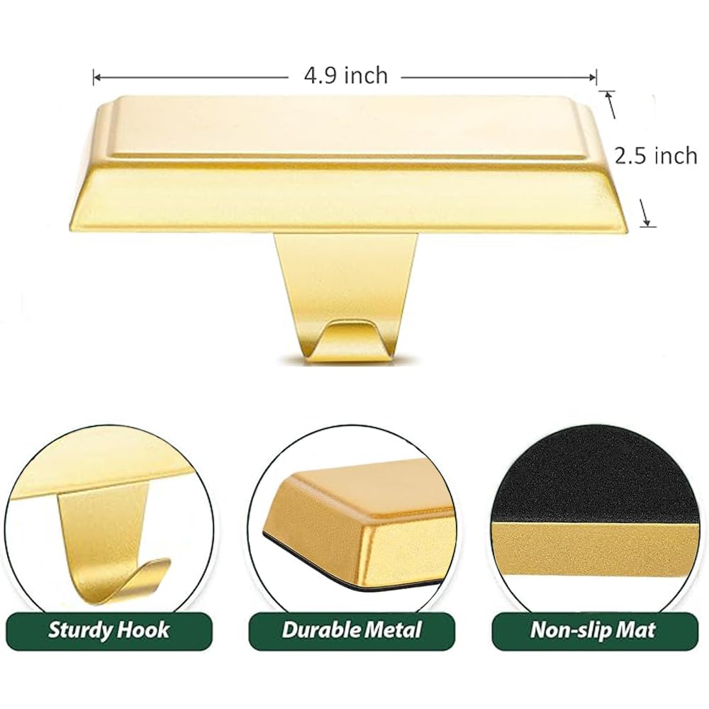 YACFUL Set of 4 Christmas Stocking Holders for Mantle Christmas Stocking Hanging Hooks Weighted Stocking Holder Bases for Holiday Xmas Fireplace Window Home Table Decor (Gold)