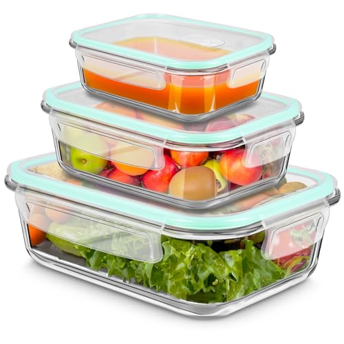 Lacers PurpleLine | 20-teiliges Set aus Glas | Frischhaltedosen mit Deckel | Glasbehälter für die Küche | 5 x 370ml & 5 x 1050ml Aufbewahrungsbox lebensmittel glasbehälter mit deckel tiefkühlbehälter