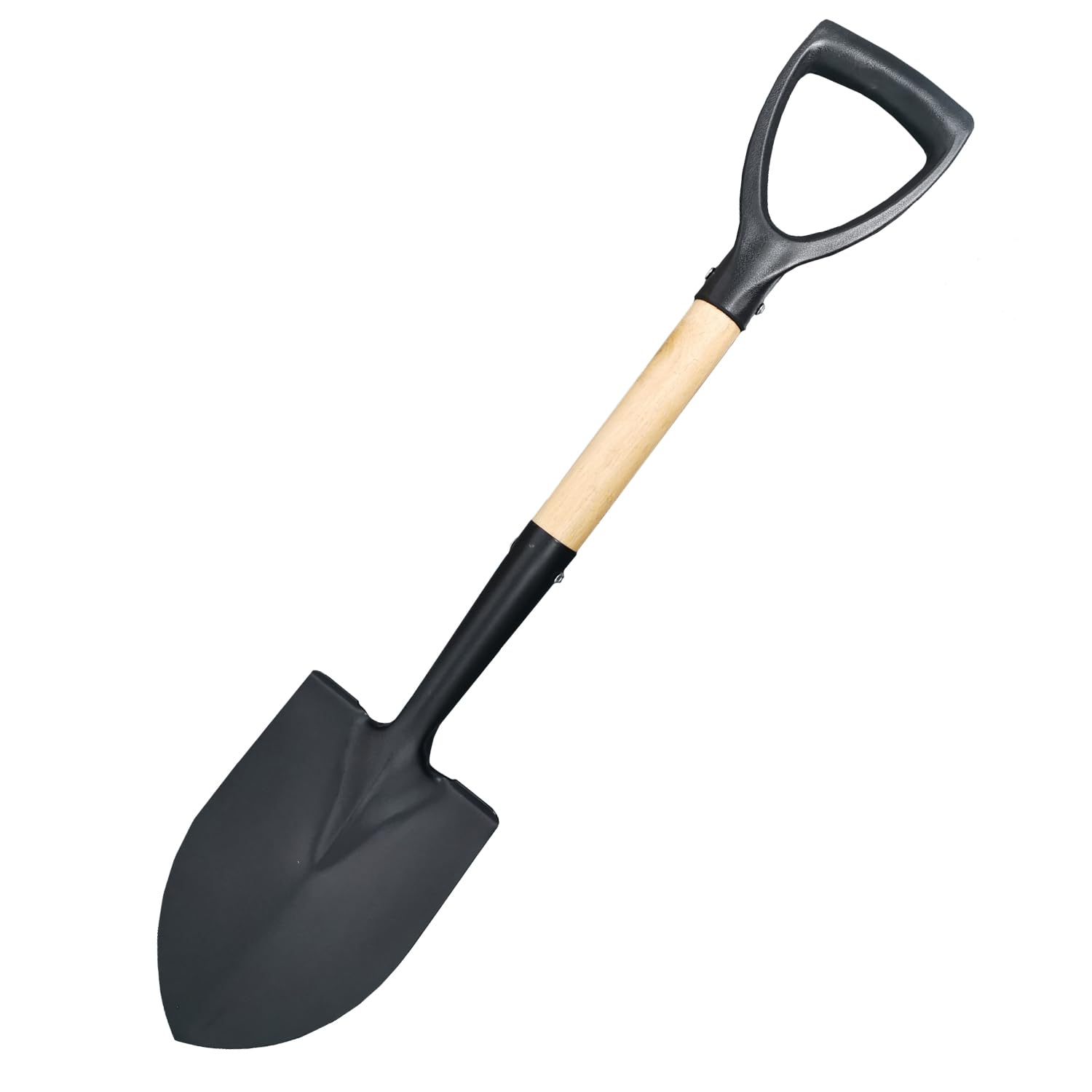 Vanga da giardino in acciaio BAU da giardino con manico in legno e manico (mini pala per vanga da 67 cm con bordo e manico a D)
