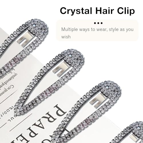 Set de 4 pinzas plateadas con piedras brillantes de 2.36 pulgadas - Barrettes para cabello para mujeres y niñas - para boda, fiesta y eventos miniatura 6