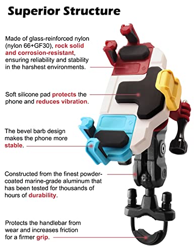 Windfrd Vibration Dampening Motorcycle Phone Mount With Action Camera Mount, Anti Vibration Cell Phone Holder With Handlebar U-Bolt Base, Waterproof, Fits Most Bike Atv And Harley Davidson #TOP4