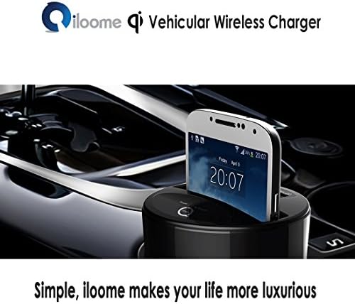iloome - Qi Vehicular Wireless Charger for Galaxy S8 and Other Qi Enabled Phones - Cup Holder Type