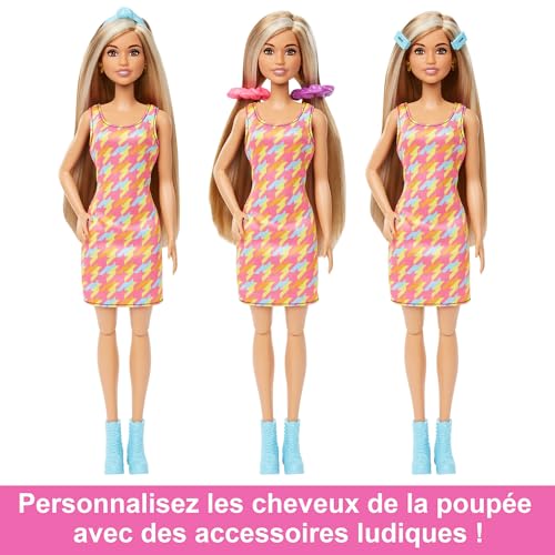 Barbie Poupée Mannequin Fashionistas Poupée avec Fauteuil Roulant et Rampe Cheveux Noirs frisés Combishort cœurs Multicolores vêtements et Accessoires Jouet Enfant Dès HJT14 - vue 5