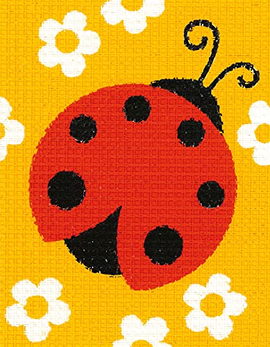 VERVACO Set Ricamo Punto Croce Kit Ricamo Principianti COCCINELLA Educativo Attività Creative ca. 12,5 x 16 cm Canovaccio Per Punto Croce Prestampato Set Fai Da Te Passatempi Creativi