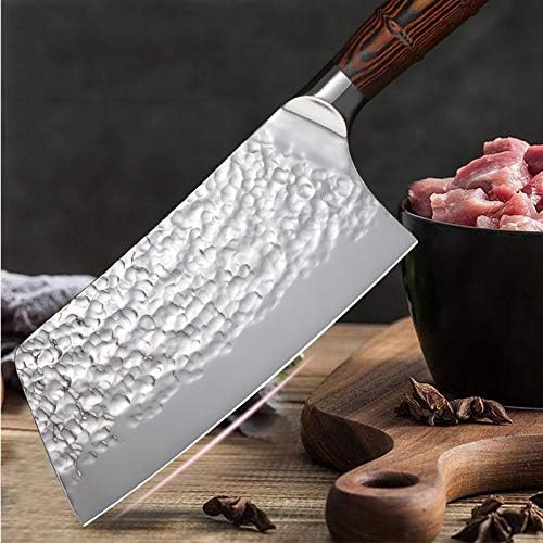 MAYiT Meat Cleaver Knife, 7inch Stainless Steel Kitchen Knife Chef Knives Meat Cleaver Butcher Knife with Color Wood Handle