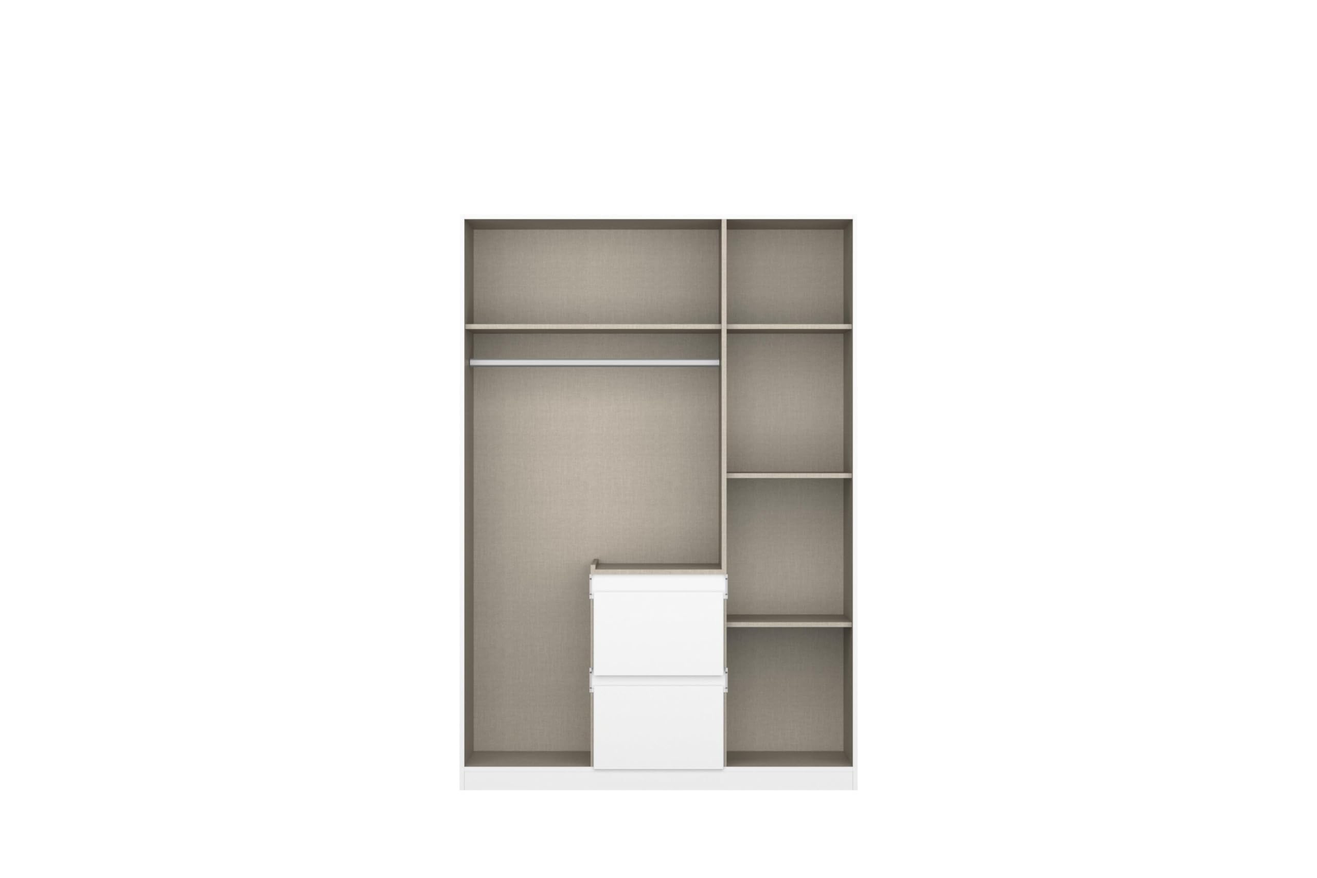Rauch Möbel NIDDA, Kleiderschrank, Farbe Weiß, Breite 136 cm | Schrank, Kinderkleiderschrank, 3-türig, 2 Schubladen, Push-to-open, für Schlafzimmer, Babyzimmer, Garderobe