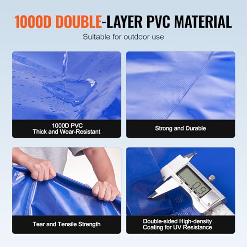 VEVOR 1000L Wasserblasen Aufbewahrungsbehälter, 1000D blaues PVC, zusammenklappbare Wasserspeicherbehälter, große Kapazität, weicher Wasserbeutel, tragbare Wasserblase, Brandschutz, Camping