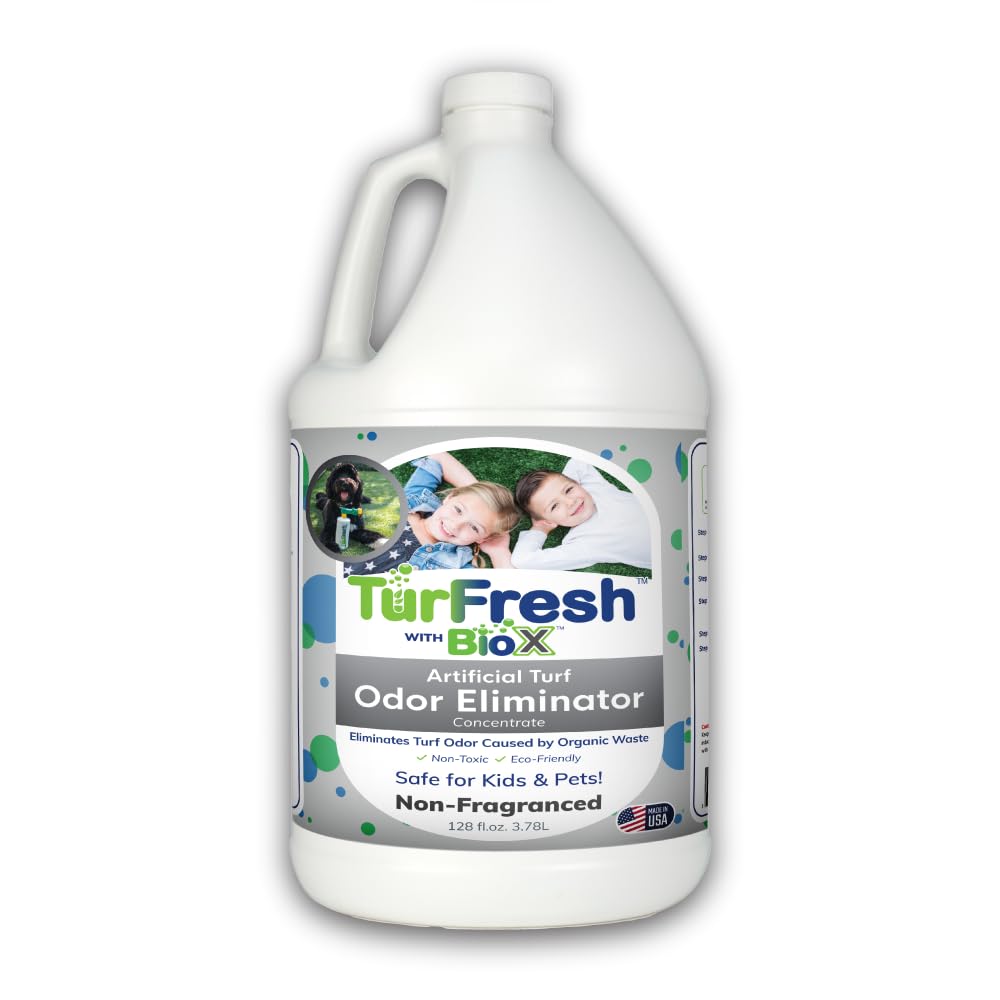 TurFresh BioX Artificial Turf Odor Eliminator Concentrate – 1 Gallon, Non-Fragrance – Pet-Safe Turf Cleaner for Urine and Feces Odor Removal – All-Natural, Non-Toxic, Kid Safe