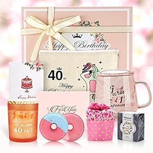 40. Geburtstag Frauen Geburtstagsgeschenk für Frauen, 13oz Kaffeetassen Tassen Duftkerze Badebomben Geschenkeset Frauen…