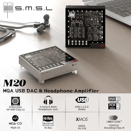 SMSL M20 MQA DAC avec quadruple puces CS43131 et sortie 4.4mm