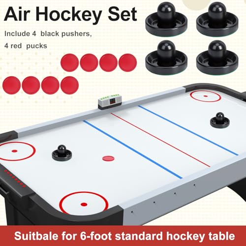 Image of Coopay Air Hockey Paddles and Pucks, Air Hockey Pushers with Nylon Storage Bag, Goal Handles Paddles Replacement Accessories for Game Tables(4 Pushers 96mm with Pads, 8 Pucks 64mm)