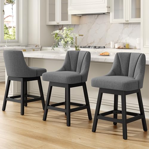 REONEY Swivel Bar Stools Set of 3