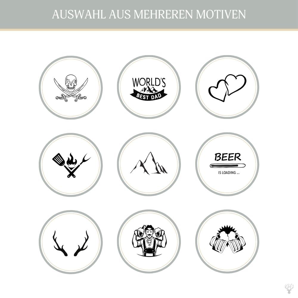 HOFMEISTER® Bierkrug Holz mit Gravur – Eiche und Kirschholz mit Deckel, personalisiert mit Name und Motiv, Handarbeit, Geschenk für Männer (1 Stück)