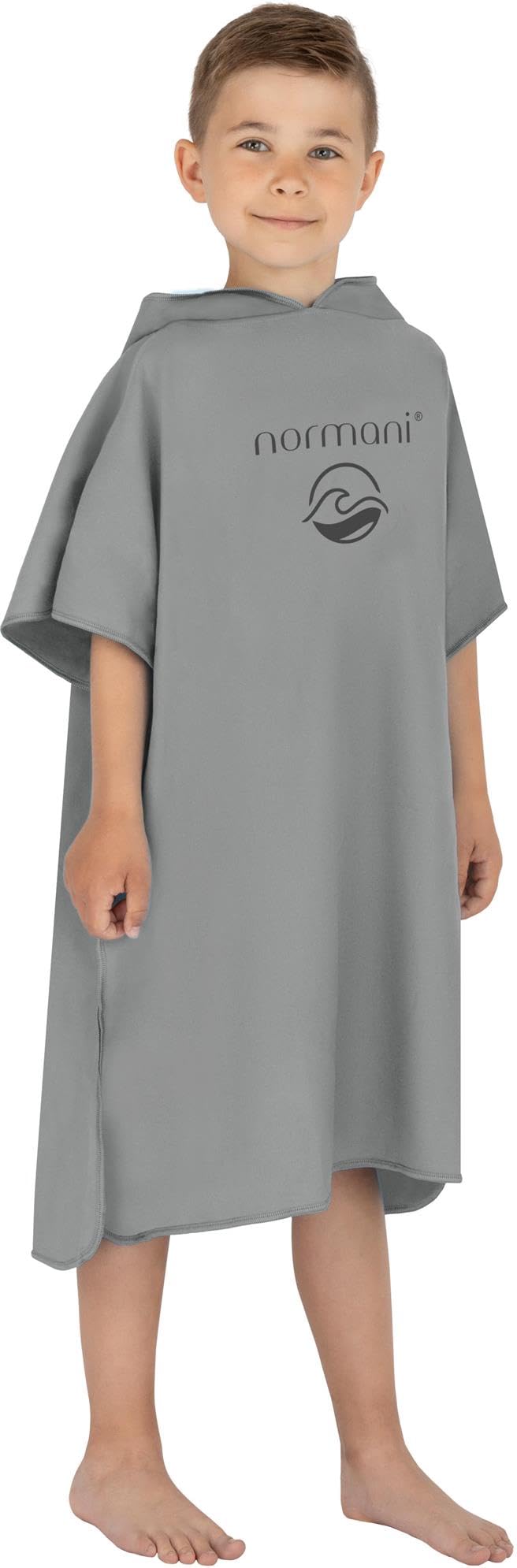 normani Kinder Mikrofaser Badehandtuch Strandtuch Badeponcho mit Kapuze aus 80% recyceltem Material für Jungen und Mädchen von 2-13 Jahren