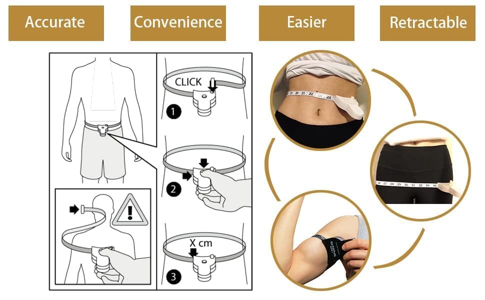 Body Measuring Tape with Lock Pin and Retractable Push Button 150 CM Measurement Tape Measure for Body for Fat Measurement and Weight Loss Sewing Tape Tailor Tape 3