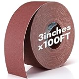 Heigble 120 Grit Sandpaper Roll 3''x100 ft Long Emery Cloth Sand Paper Roll Aluminum Oxide Abrasive Sanding Belt for Drum Sander Sandpaper Continuous Wood Furniture Wet and Dry Sanding
