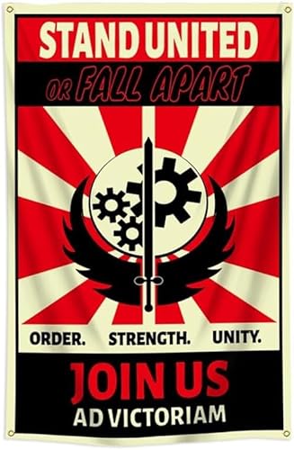 Konern Brotherhood Of Steel Flag Polyester 3x5 ft (Bright & Vibrant 150D Polyester,Brass Grommet)