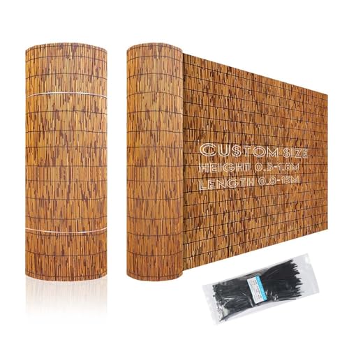 YYDPSHH Rollzaun Bambuszaunrollen Schilfrohr-Zaun 60x100 150x150 90x300 120x160 170x800 180x180cm, Bambus Matten Für Garten/Backyard/Dach, Wetterfest/Stabil/Gerade, Schilfrohrmatte Mit 100 Zip Ties
