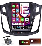 for Ford Focus Radio Stereo 2012-2018: 9.7 Inch T-Style Touchscreen Head Unit Replacement with Carplay Android Auto GPS SWC DSP 5GWiFi Bluetooth+Backup Camera