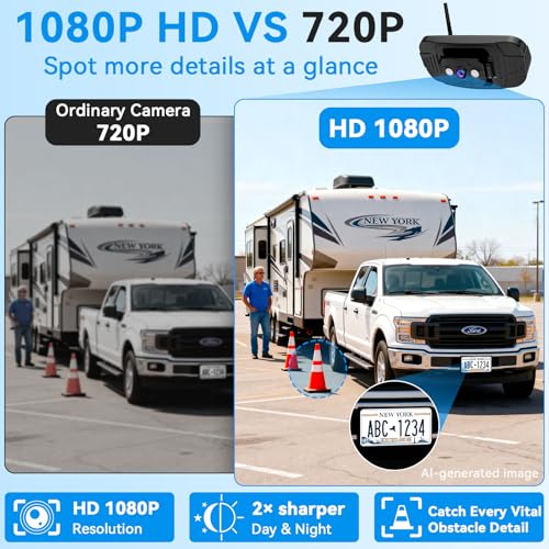 Image of Plug-Play RV Camera System Wireless for Furrion Pre-Wired: 20-Min Easy Install for Trailer Camper - 8 inch HD 1080P Large Screen See Every Obstacle at a Glance for Campsite Reversing & Drive Monitoring