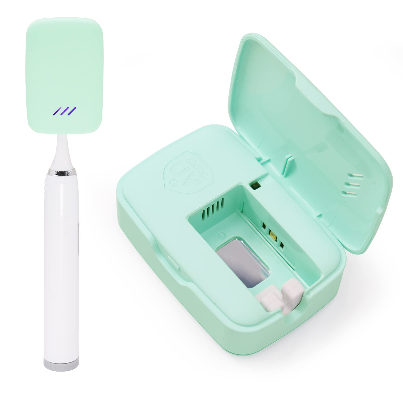 gfu toothbrush sanitizer case rechargeable portable toothbrush cleaner fits for all toothbrushes head used for home travel camping business trip green