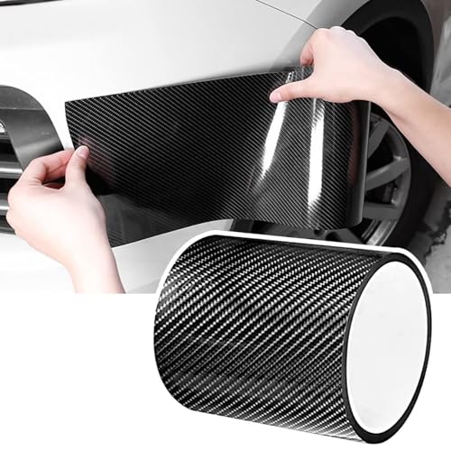 Car Door Edge Guards Door Sill Protector AUTO Bumper Guard 5D Carbon Fiber Wrap Film Self Adhesive Waterproof Anti Collision Strip Car Scuff Plate Protectors Fits for Most Vehicles(10CM 10M Black)