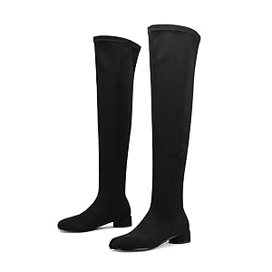 Amazon.com | Cuctos Women Split Toe Knee High Boots Black