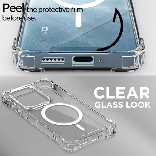 Image of Pikkme Back Cover for Vivo T4x 5G / iQoo Z10x 5G / Vivo Y31 Pro 5G Mag-Safe Shockproof PC + TPU Protective Case Magnetic Support Bumper Case (Transparent Mag-Safe)