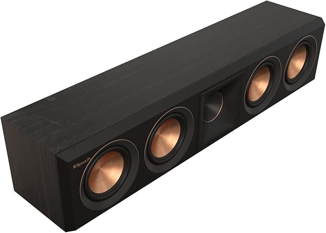 Klipsch Reference Premiere RP-404C II Center Channel Speaker with Shallow-Depth Sealed Design and 4 Cerametallic Woofer for Crystal-Clear Home Theater Dialogue in Ebony