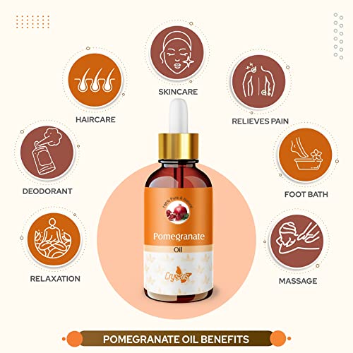 Image of Crysalis Pomegranate (Punica Granatum) Oil |100% Pure & Natural Undiluted Carrier Oil Organic Standard| For Sensitive Skin & Revitalizing Dull Skin - Use On Skin And Hair| 15Ml With Dropper