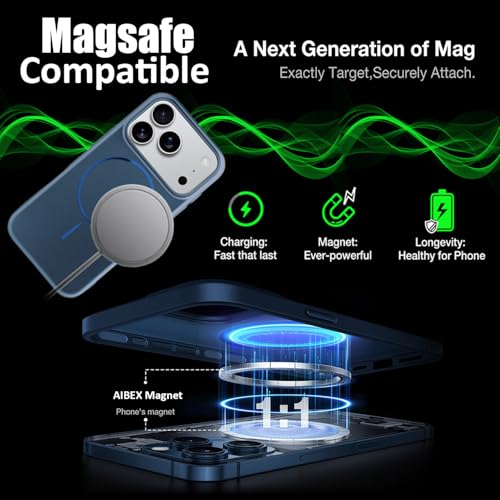 Image of AIBEX Ultra-Thin Mag-Saf Back Cover Case Compatible with iPhone 17 Pro Max| Slim Fit Scratch-Resistant Matte |Magnetic Wireless Charging |Microfibre Lining |Camera Protection (PC Material) - Dark Blue