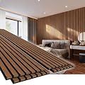 EVERECO 4 Pack 94.5" × 11" Wood Panels for Wall, Acoustic Soundproof Wall Slat Panels, 3D Fluted Panels for Home Office Interior Decor, Walnut