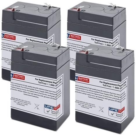 ML4-6 - 6V 4.5AH New Replacement Battery for Hubbell 0120255 or Dual-Lite 12-255 - 4 Pack