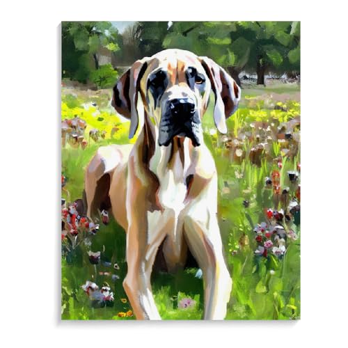 Paint by Numbers for Adults Fawn Great Dane dogDIY Acrylic Watercolor Oil Painting by Number On Canvas Paint for Home Wall Decor 12x16inch(30x40cm) Frameless