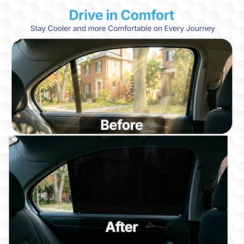Image of KINGSWAY Car Sun Shade Curtains Only Compatible with Maruti Suzuki Celerio (2021 Onwards) | Z-Black Fix-Type (Non-Magnetic) | UV & Heat Protection | Pack of 4 Pcs