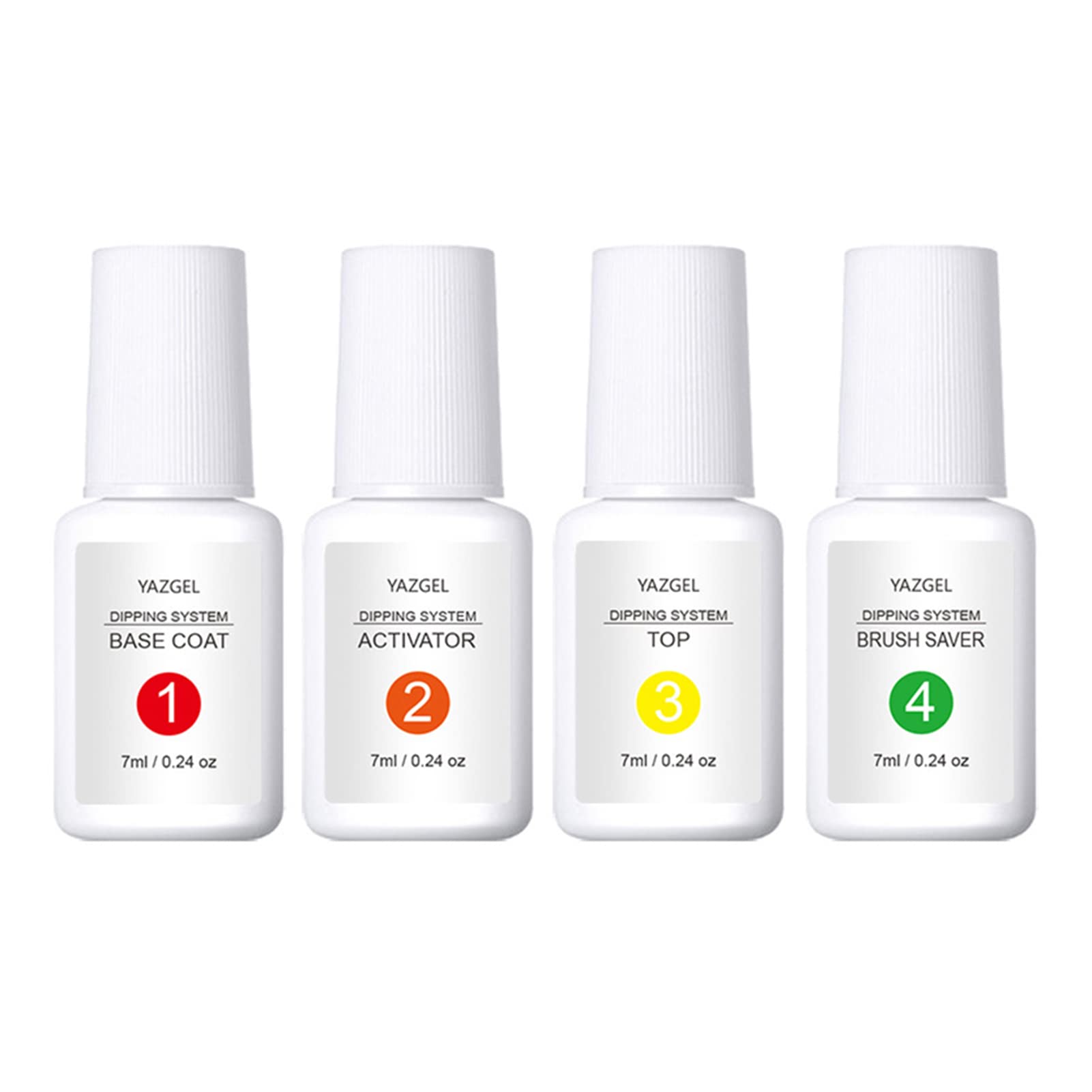 Dipping Powders Nail Glue Kit 4pcs with Base Coat Activator Tops Coat Brush Saver s Kit