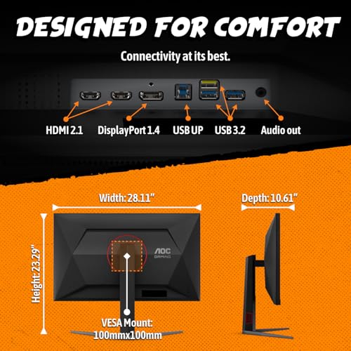 Image of AOC 32 inch Gaming Monitor 4K Mini-LED 240Hz HDR1000 G-SYNC Compati. U32G4ZMN | 2560x1440 Ultra Wide Computer Monitor, VA, 1ms GtG, Adaptive Sync, DP 1.4, HDMI 2.0, Height Adjustable, VESA Mount