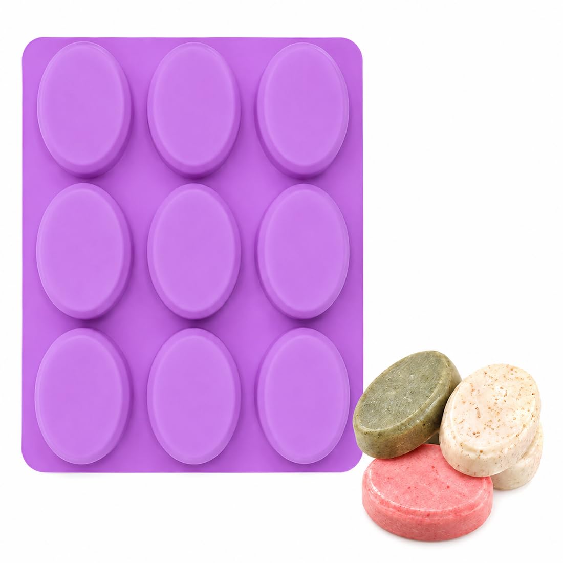 9 Cavity Oval Silicone Soap Mould | Food Grade Non-Stick Flexible Reusable Mold for Handmade Soap Bars, Lotion Bars, Wax Melts, Candles, Chocolate, Resin & DIY Crafts-image-35