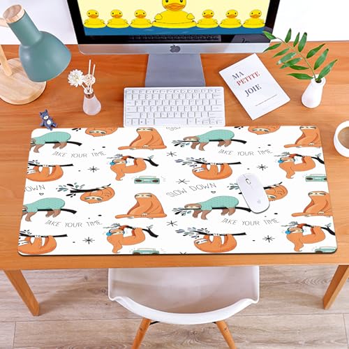 Eccellente Pad del mouse da gioco 80x40 cm Bradipi disegnati a mano carini divertenti vettoriali a mano il tavolo non distanza MAT COMPUTER Supporto per ufficio